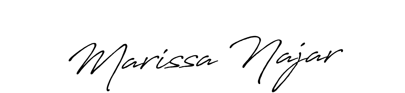 The best way (Antro_Vectra_Bolder) to make a short signature is to pick only two or three words in your name. The name Marissa Najar include a total of six letters. For converting this name. Marissa Najar signature style 7 images and pictures png