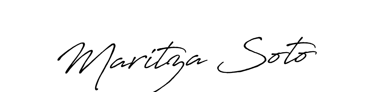 How to make Maritza Soto name signature. Use Antro_Vectra_Bolder style for creating short signs online. This is the latest handwritten sign. Maritza Soto signature style 7 images and pictures png