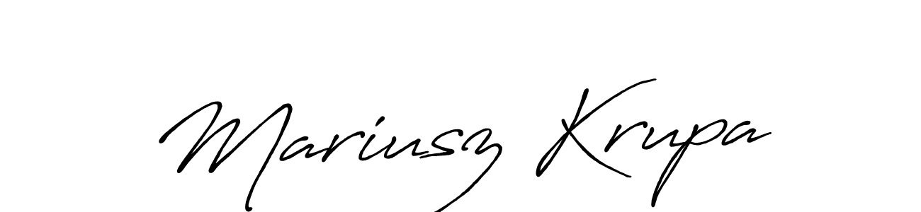 Create a beautiful signature design for name Mariusz Krupa. With this signature (Antro_Vectra_Bolder) fonts, you can make a handwritten signature for free. Mariusz Krupa signature style 7 images and pictures png