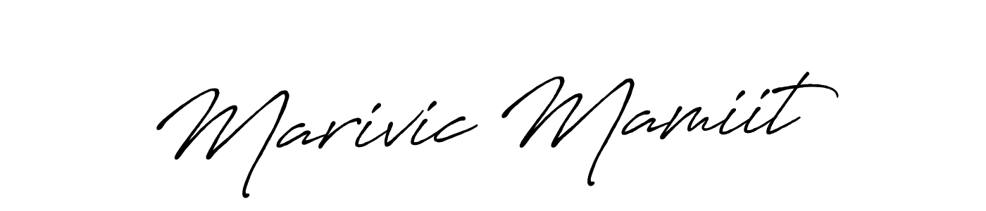 How to make Marivic Mamiit name signature. Use Antro_Vectra_Bolder style for creating short signs online. This is the latest handwritten sign. Marivic Mamiit signature style 7 images and pictures png