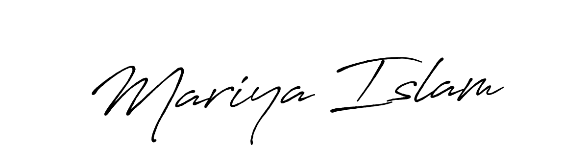 How to make Mariya Islam name signature. Use Antro_Vectra_Bolder style for creating short signs online. This is the latest handwritten sign. Mariya Islam signature style 7 images and pictures png