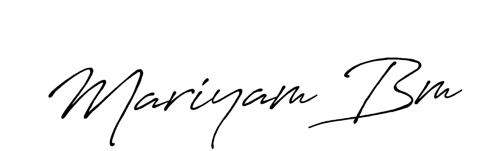 Mariyam Bm stylish signature style. Best Handwritten Sign (Antro_Vectra_Bolder) for my name. Handwritten Signature Collection Ideas for my name Mariyam Bm. Mariyam Bm signature style 7 images and pictures png