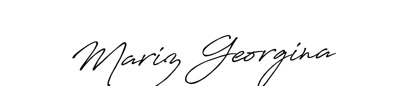 How to make Mariz Georgina name signature. Use Antro_Vectra_Bolder style for creating short signs online. This is the latest handwritten sign. Mariz Georgina signature style 7 images and pictures png