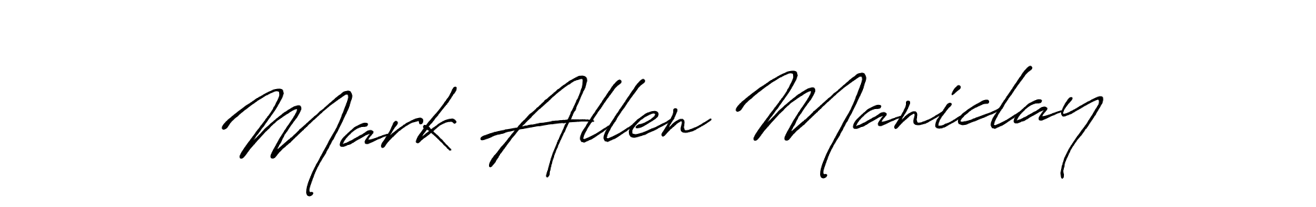 The best way (Antro_Vectra_Bolder) to make a short signature is to pick only two or three words in your name. The name Mark Allen Maniclay include a total of six letters. For converting this name. Mark Allen Maniclay signature style 7 images and pictures png