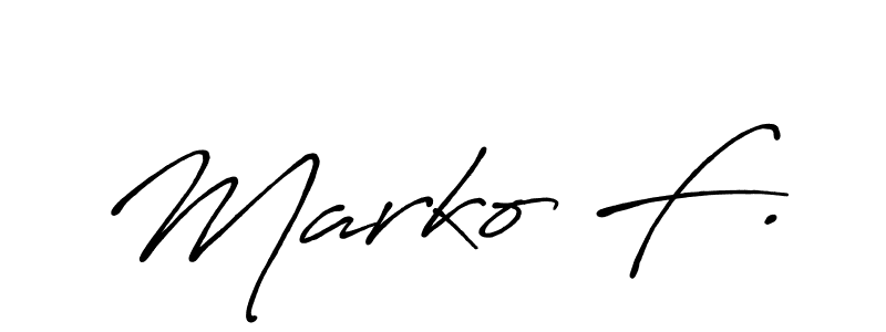 Use a signature maker to create a handwritten signature online. With this signature software, you can design (Antro_Vectra_Bolder) your own signature for name Marko F.. Marko F. signature style 7 images and pictures png