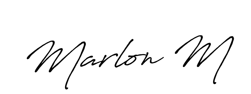 Create a beautiful signature design for name Marlon M. With this signature (Antro_Vectra_Bolder) fonts, you can make a handwritten signature for free. Marlon M signature style 7 images and pictures png