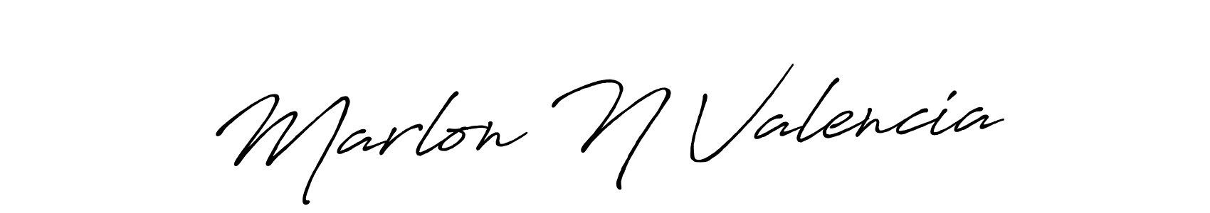 Create a beautiful signature design for name Marlon N Valencia. With this signature (Antro_Vectra_Bolder) fonts, you can make a handwritten signature for free. Marlon N Valencia signature style 7 images and pictures png