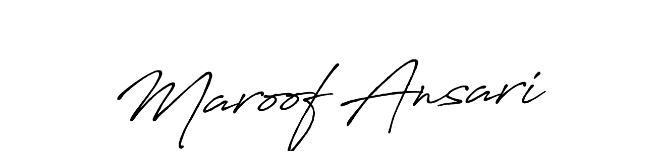 How to make Maroof Ansari name signature. Use Antro_Vectra_Bolder style for creating short signs online. This is the latest handwritten sign. Maroof Ansari signature style 7 images and pictures png