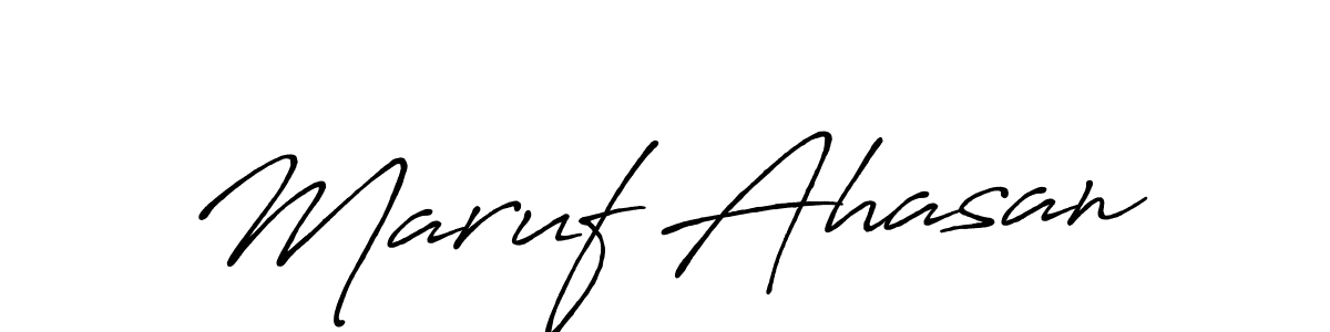 Make a beautiful signature design for name Maruf Ahasan. With this signature (Antro_Vectra_Bolder) style, you can create a handwritten signature for free. Maruf Ahasan signature style 7 images and pictures png