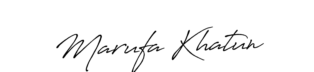 Create a beautiful signature design for name Marufa Khatun. With this signature (Antro_Vectra_Bolder) fonts, you can make a handwritten signature for free. Marufa Khatun signature style 7 images and pictures png