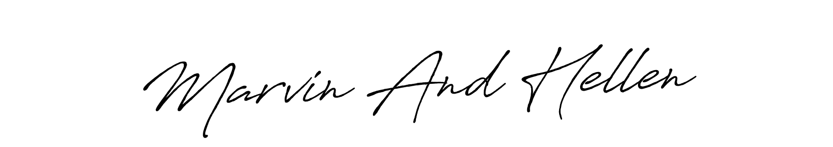 Create a beautiful signature design for name Marvin And Hellen. With this signature (Antro_Vectra_Bolder) fonts, you can make a handwritten signature for free. Marvin And Hellen signature style 7 images and pictures png