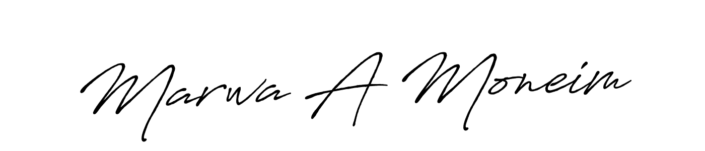 Create a beautiful signature design for name Marwa A Moneim. With this signature (Antro_Vectra_Bolder) fonts, you can make a handwritten signature for free. Marwa A Moneim signature style 7 images and pictures png