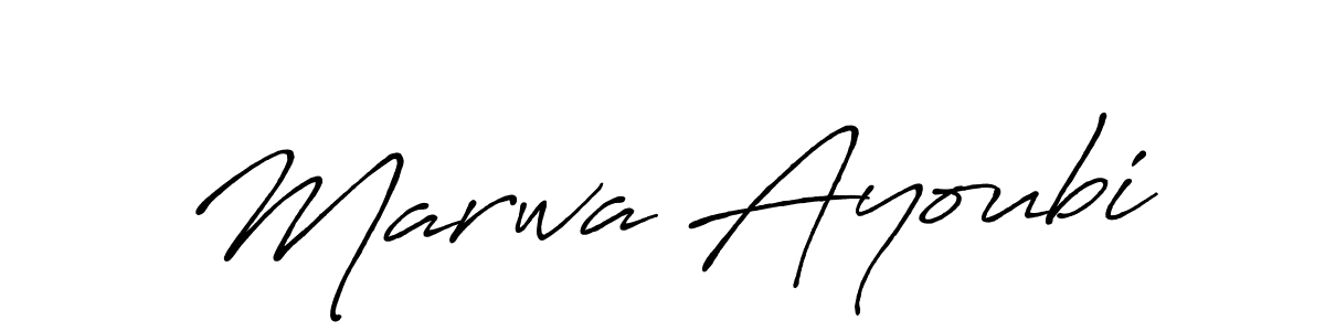 Marwa Ayoubi stylish signature style. Best Handwritten Sign (Antro_Vectra_Bolder) for my name. Handwritten Signature Collection Ideas for my name Marwa Ayoubi. Marwa Ayoubi signature style 7 images and pictures png
