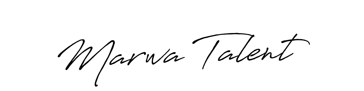 How to make Marwa Talent name signature. Use Antro_Vectra_Bolder style for creating short signs online. This is the latest handwritten sign. Marwa Talent signature style 7 images and pictures png