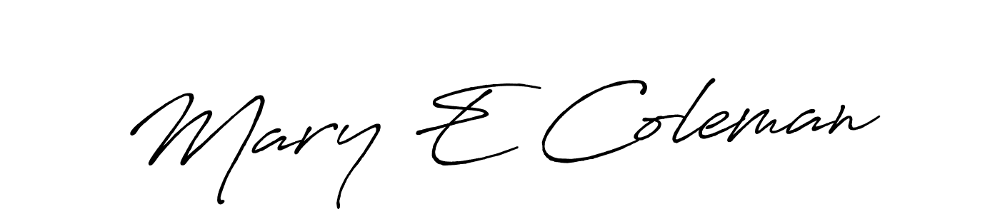 Mary E Coleman stylish signature style. Best Handwritten Sign (Antro_Vectra_Bolder) for my name. Handwritten Signature Collection Ideas for my name Mary E Coleman. Mary E Coleman signature style 7 images and pictures png