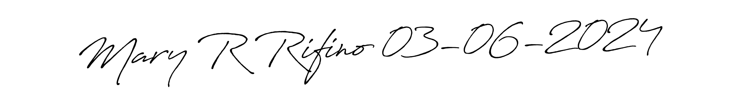 The best way (Antro_Vectra_Bolder) to make a short signature is to pick only two or three words in your name. The name Mary R Rifino 03-06-2024 include a total of six letters. For converting this name. Mary R Rifino 03-06-2024 signature style 7 images and pictures png