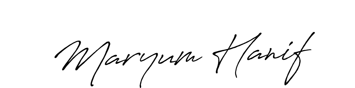 Use a signature maker to create a handwritten signature online. With this signature software, you can design (Antro_Vectra_Bolder) your own signature for name Maryum Hanif. Maryum Hanif signature style 7 images and pictures png
