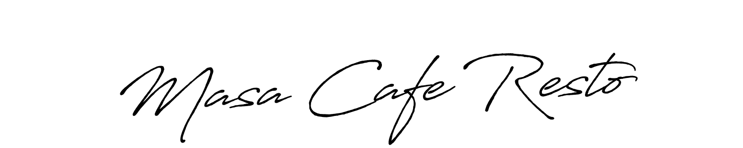 How to make Masa Cafe Resto name signature. Use Antro_Vectra_Bolder style for creating short signs online. This is the latest handwritten sign. Masa Cafe Resto signature style 7 images and pictures png