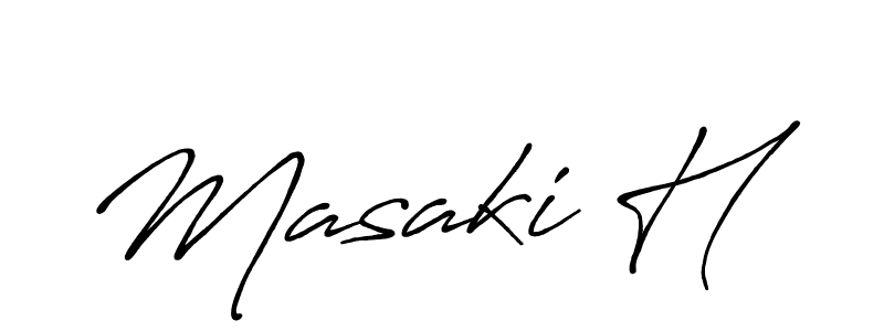 Also we have Masaki H name is the best signature style. Create professional handwritten signature collection using Antro_Vectra_Bolder autograph style. Masaki H signature style 7 images and pictures png