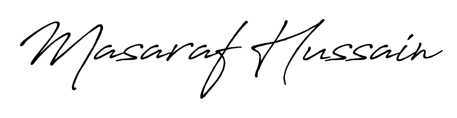Create your official email sign-off with Masaraf Hussain name in Antro_Vectra_Bolder style. Crisp, clean, and perfectly legible across all screens. Masaraf Hussain signature style 7 images and pictures png