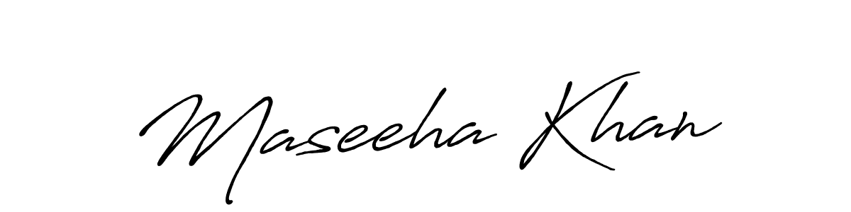 Create a beautiful signature design for name Maseeha Khan. With this signature (Antro_Vectra_Bolder) fonts, you can make a handwritten signature for free. Maseeha Khan signature style 7 images and pictures png