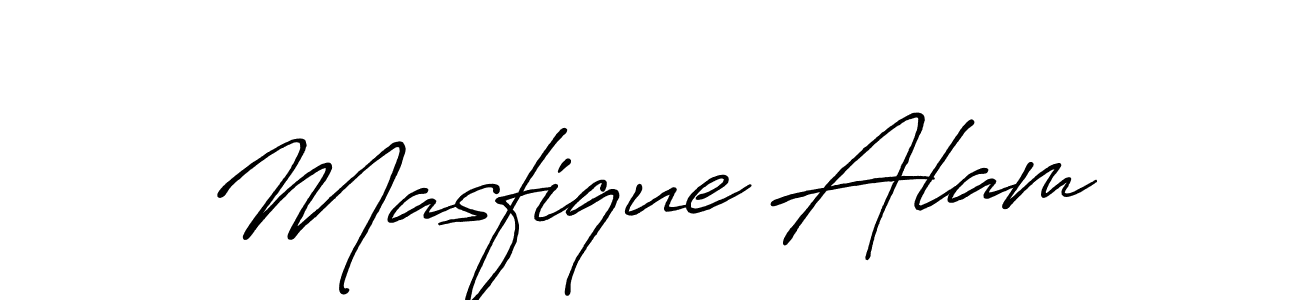 Make a beautiful signature design for name Masfique Alam. With this signature (Antro_Vectra_Bolder) style, you can create a handwritten signature for free. Masfique Alam signature style 7 images and pictures png