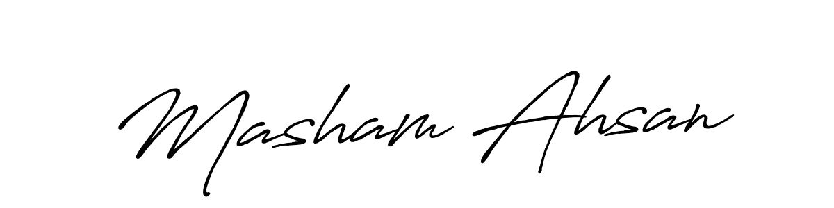 Masham Ahsan stylish signature style. Best Handwritten Sign (Antro_Vectra_Bolder) for my name. Handwritten Signature Collection Ideas for my name Masham Ahsan. Masham Ahsan signature style 7 images and pictures png