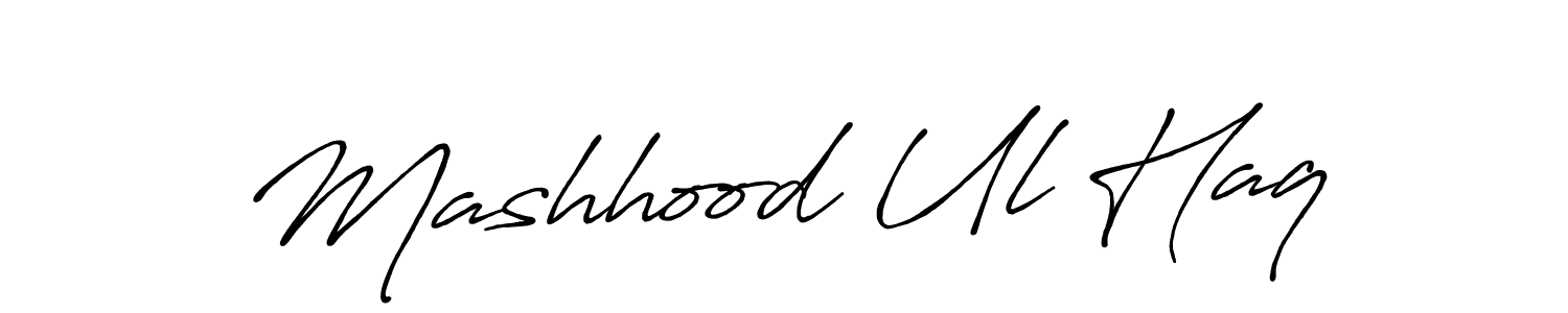 Use a signature maker to create a handwritten signature online. With this signature software, you can design (Antro_Vectra_Bolder) your own signature for name Mashhood Ul Haq. Mashhood Ul Haq signature style 7 images and pictures png