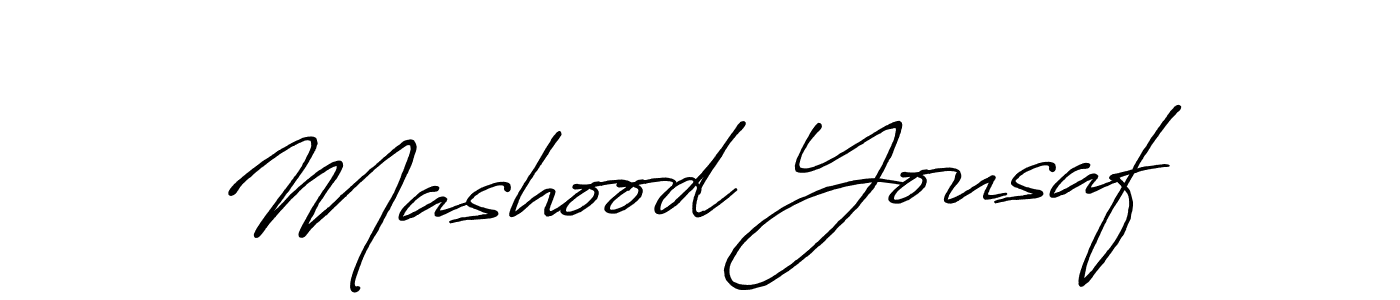 Create a beautiful signature design for name Mashood Yousaf. With this signature (Antro_Vectra_Bolder) fonts, you can make a handwritten signature for free. Mashood Yousaf signature style 7 images and pictures png