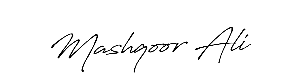 Create a beautiful signature design for name Mashqoor Ali. With this signature (Antro_Vectra_Bolder) fonts, you can make a handwritten signature for free. Mashqoor Ali signature style 7 images and pictures png