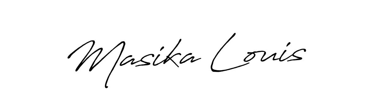if you are searching for the best signature style for your name Masika Louis. so please give up your signature search. here we have designed multiple signature styles  using Antro_Vectra_Bolder. Masika Louis signature style 7 images and pictures png
