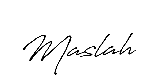 Design your own signature with our free online signature maker. With this signature software, you can create a handwritten (Antro_Vectra_Bolder) signature for name Maslah. Maslah signature style 7 images and pictures png