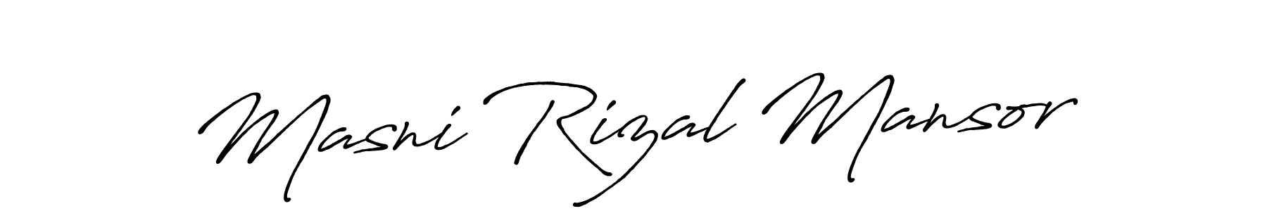 Make a beautiful signature design for name Masni Rizal Mansor. With this signature (Antro_Vectra_Bolder) style, you can create a handwritten signature for free. Masni Rizal Mansor signature style 7 images and pictures png