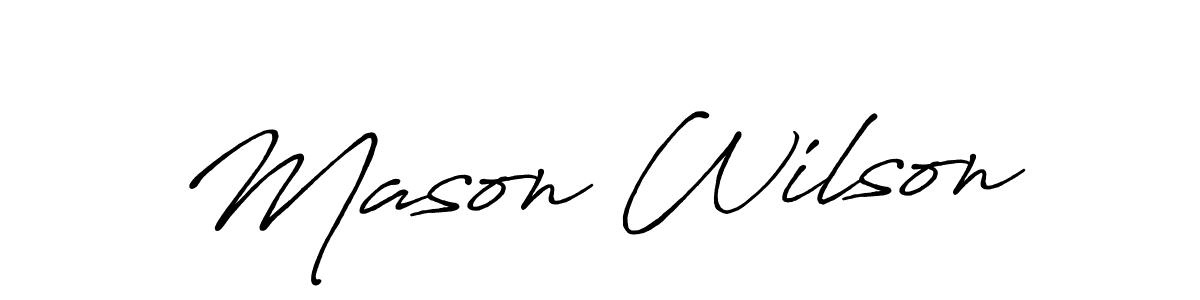 How to make Mason Wilson name signature. Use Antro_Vectra_Bolder style for creating short signs online. This is the latest handwritten sign. Mason Wilson signature style 7 images and pictures png