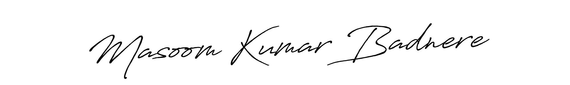Use a signature maker to create a handwritten signature online. With this signature software, you can design (Antro_Vectra_Bolder) your own signature for name Masoom Kumar Badnere. Masoom Kumar Badnere signature style 7 images and pictures png