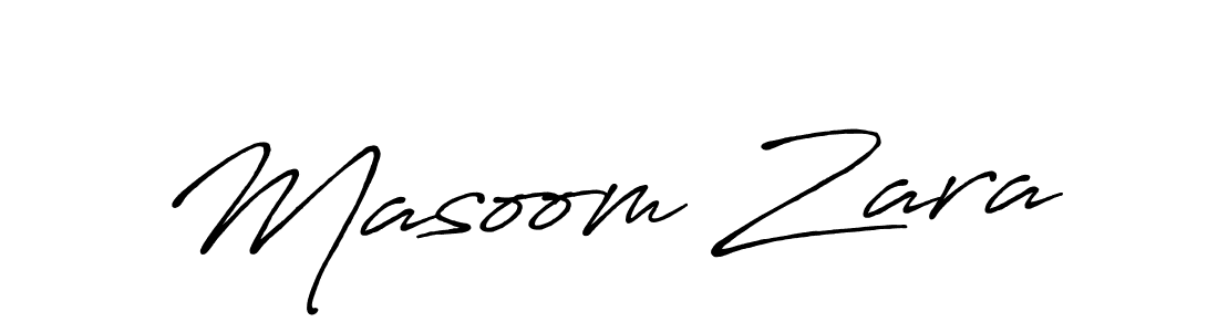 How to make Masoom Zara name signature. Use Antro_Vectra_Bolder style for creating short signs online. This is the latest handwritten sign. Masoom Zara signature style 7 images and pictures png