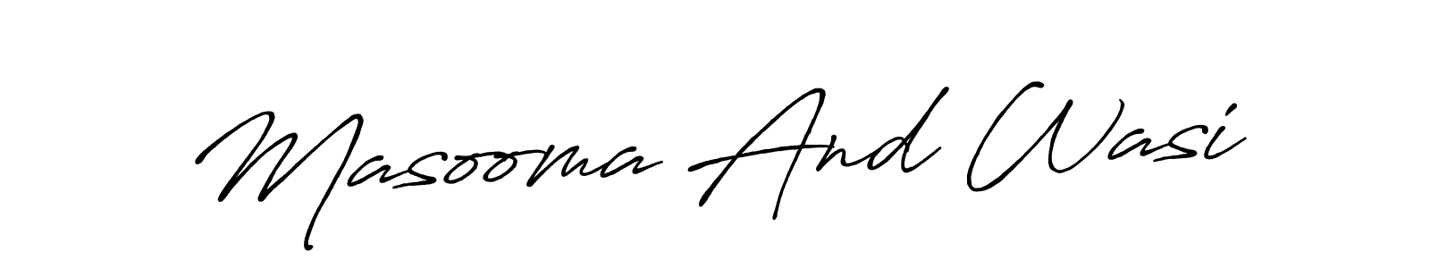 Design your own signature with our free online signature maker. With this signature software, you can create a handwritten (Antro_Vectra_Bolder) signature for name Masooma And Wasi. Masooma And Wasi signature style 7 images and pictures png