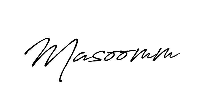 Use a signature maker to create a handwritten signature online. With this signature software, you can design (Antro_Vectra_Bolder) your own signature for name Masoomm. Masoomm signature style 7 images and pictures png