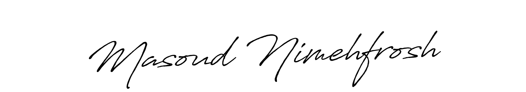 Similarly Antro_Vectra_Bolder is the best handwritten signature design. Signature creator online .You can use it as an online autograph creator for name Masoud Nimehfrosh. Masoud Nimehfrosh signature style 7 images and pictures png