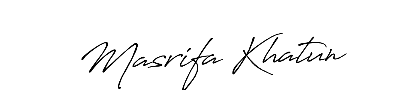 Design your own signature with our free online signature maker. With this signature software, you can create a handwritten (Antro_Vectra_Bolder) signature for name Masrifa Khatun. Masrifa Khatun signature style 7 images and pictures png