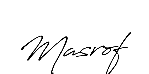 How to make Masrof name signature. Use Antro_Vectra_Bolder style for creating short signs online. This is the latest handwritten sign. Masrof signature style 7 images and pictures png