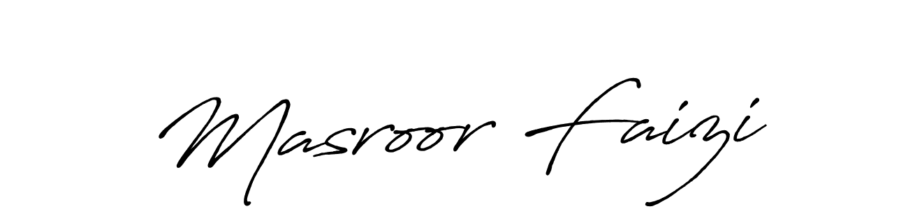 How to make Masroor Faizi name signature. Use Antro_Vectra_Bolder style for creating short signs online. This is the latest handwritten sign. Masroor Faizi signature style 7 images and pictures png