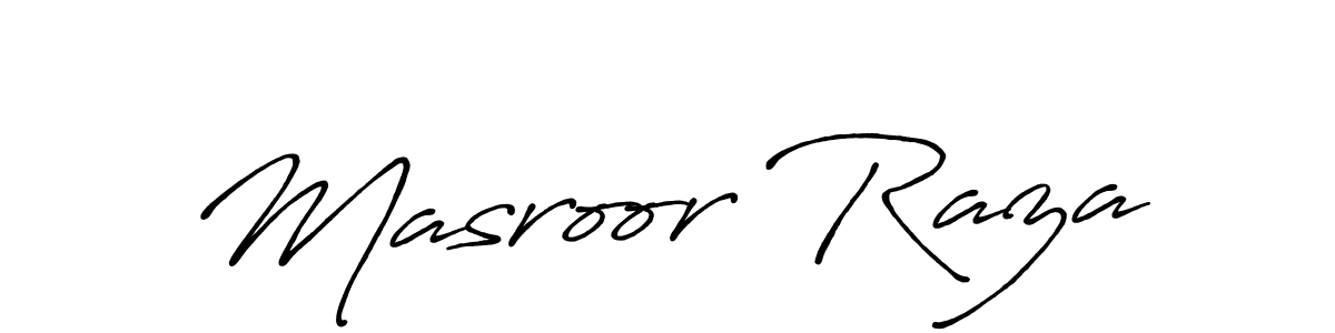 Use a signature maker to create a handwritten signature online. With this signature software, you can design (Antro_Vectra_Bolder) your own signature for name Masroor Raza. Masroor Raza signature style 7 images and pictures png