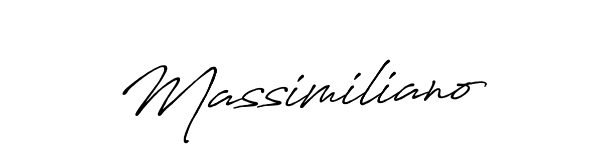 Create a beautiful signature design for name Massimiliano. With this signature (Antro_Vectra_Bolder) fonts, you can make a handwritten signature for free. Massimiliano signature style 7 images and pictures png