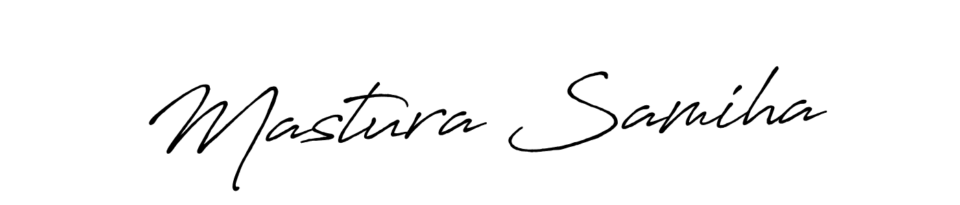 Design your own signature with our free online signature maker. With this signature software, you can create a handwritten (Antro_Vectra_Bolder) signature for name Mastura Samiha. Mastura Samiha signature style 7 images and pictures png