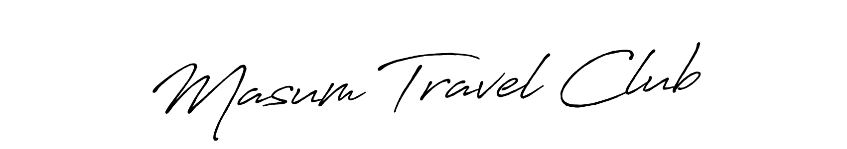 How to make Masum Travel Club name signature. Use Antro_Vectra_Bolder style for creating short signs online. This is the latest handwritten sign. Masum Travel Club signature style 7 images and pictures png