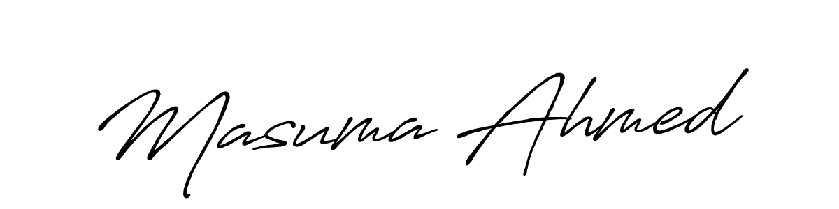 How to make Masuma Ahmed name signature. Use Antro_Vectra_Bolder style for creating short signs online. This is the latest handwritten sign. Masuma Ahmed signature style 7 images and pictures png