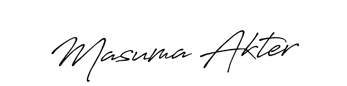 Create a beautiful signature design for name Masuma Akter. With this signature (Antro_Vectra_Bolder) fonts, you can make a handwritten signature for free. Masuma Akter signature style 7 images and pictures png