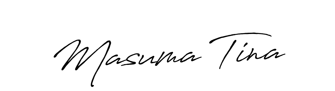 How to make Masuma Tina name signature. Use Antro_Vectra_Bolder style for creating short signs online. This is the latest handwritten sign. Masuma Tina signature style 7 images and pictures png