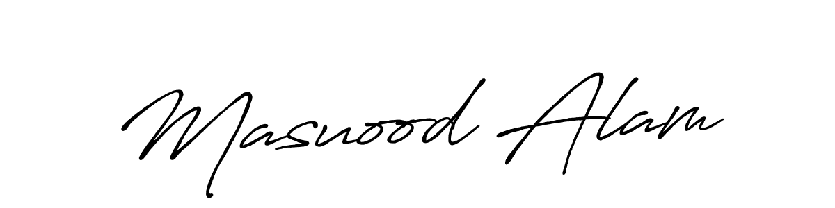 Use a signature maker to create a handwritten signature online. With this signature software, you can design (Antro_Vectra_Bolder) your own signature for name Masuood Alam. Masuood Alam signature style 7 images and pictures png